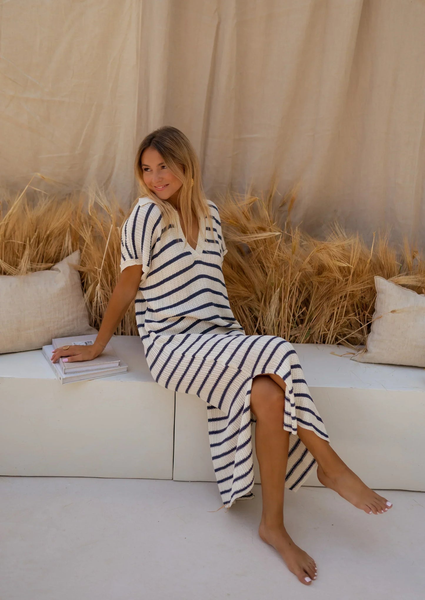 Sophia | Stribet strikket kjole